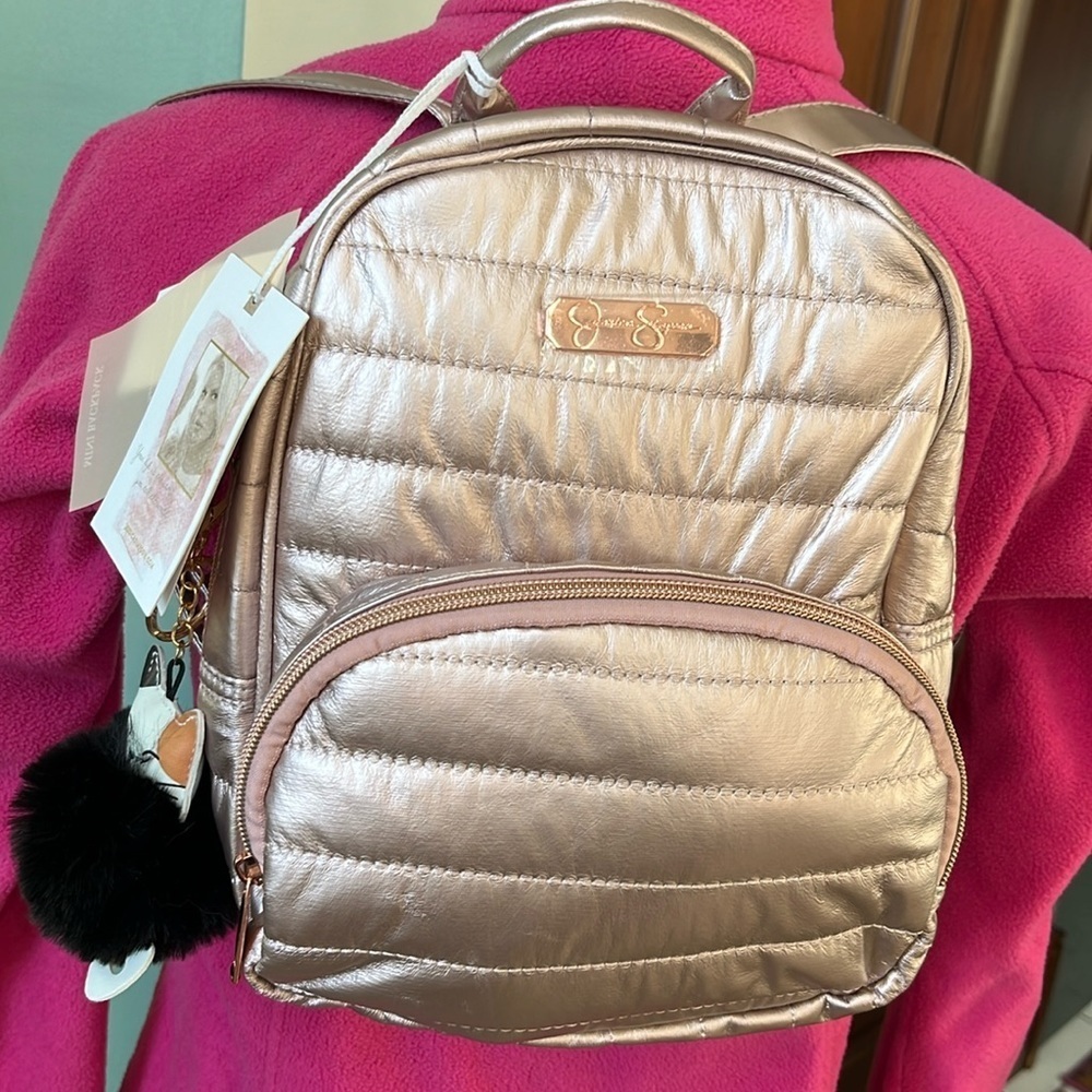 Jessica Simpson Mini backpack Rose & Rose gold Shimmer Quilted Puffer